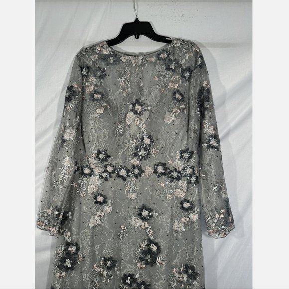 NWT $598 Mac Duggal [ 18W‎ ] Embellished Illusion Long Sleeve A Line Gown #Q542 - Picture 4 of 16